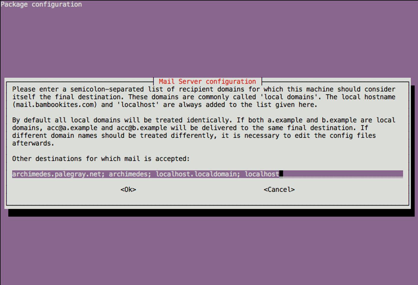 Exim4 mail destination configuration on Ubuntu 12.04 LTS (Precise). Exim4 mail destination configuration on Ubuntu 12.04 LTS (Precise).