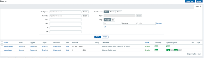 Zabbix hosts full screen Zabbix hosts full screen