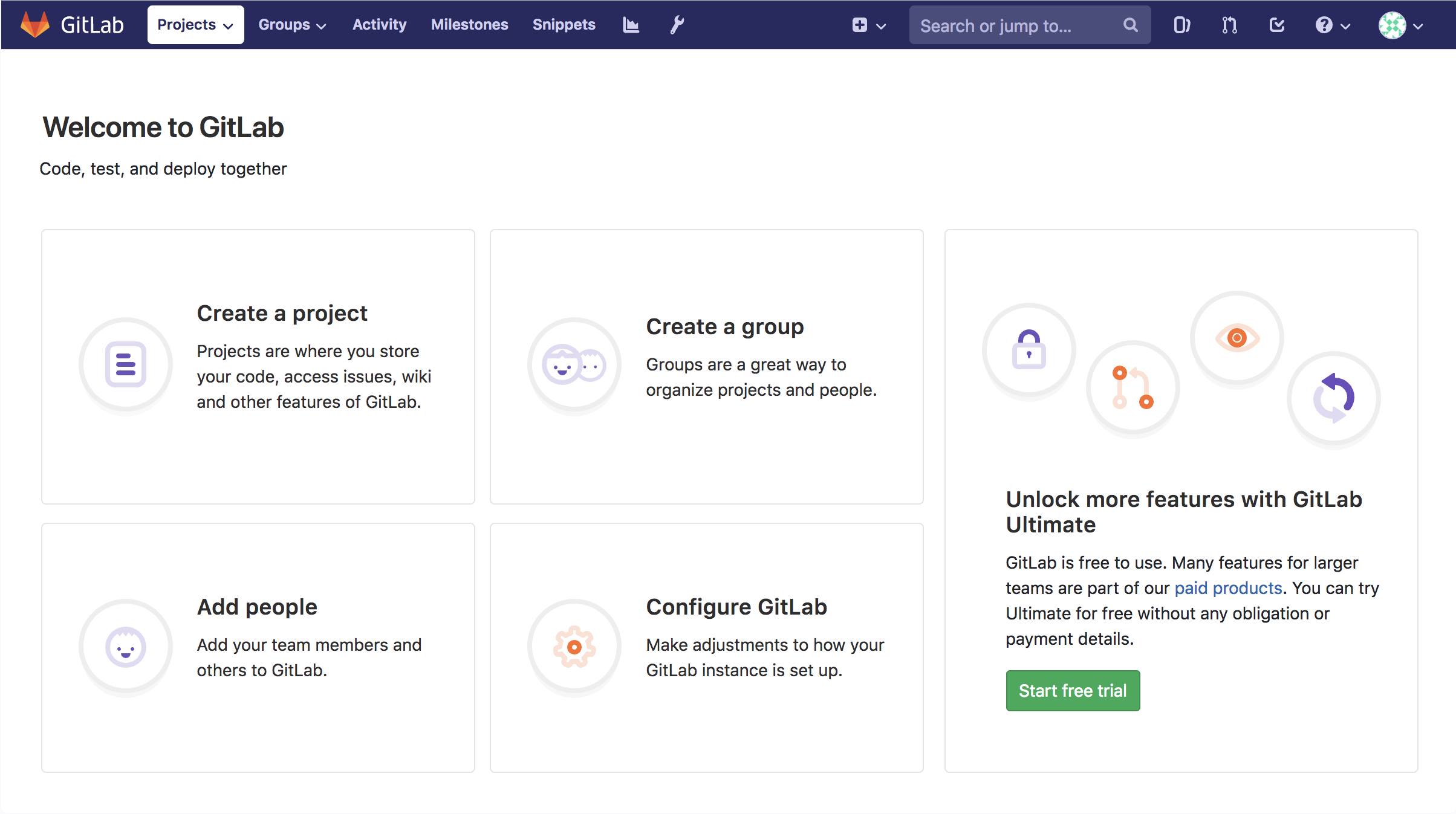 From the welcome screen, click “Create a project” From the welcome screen, click “Create a project”