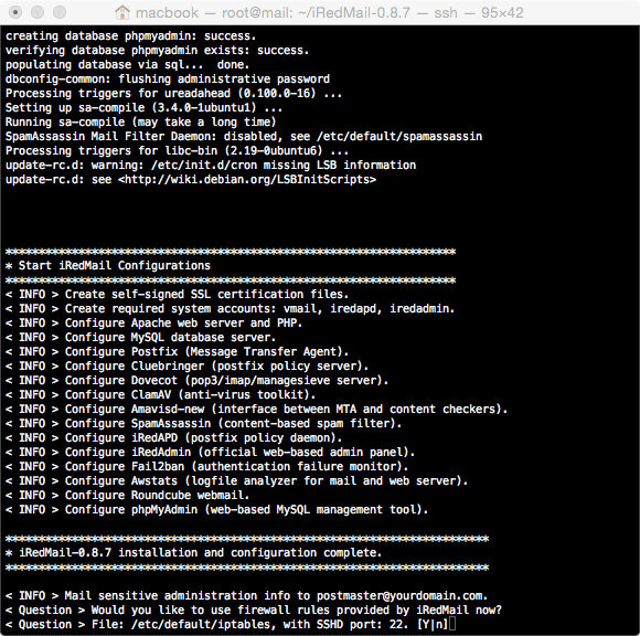 iredmail Firewall and SSH port iredmail Firewall and SSH port
